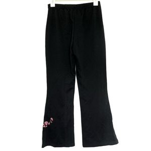 Vtg You Babes Womens Wide Leg Pull On Pants Elastic Waist Size XL Emroidered USA